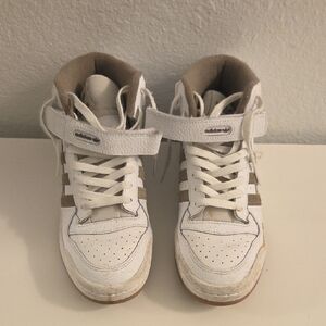 Adidas High-Top Sneakers - White and Tan